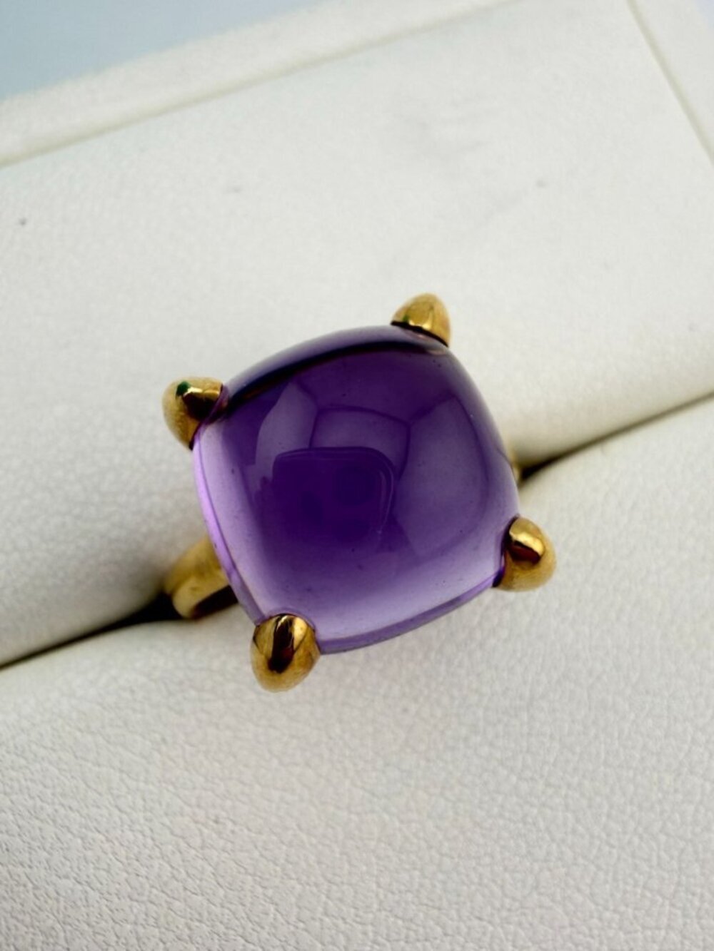 Tiffany & Co. 18k Amethyst Sugar Stack Cabochon Ring Paloma Picasso Sz 6 Gold